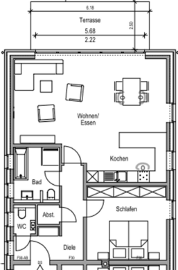 Energieeffiziente Terrassen-Erdgeschosswohnung mit Garten und Wärmepumpe in Bocholt! - Grundriss (63687)