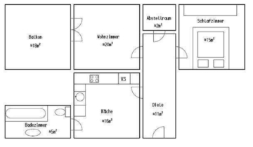 Geräumige 2-Zimmer Wohnung in der Bocholter Innenstadt zu vermieten - Grundriss (61619)