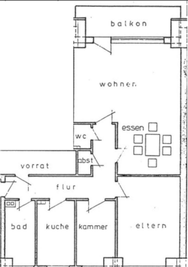 Große 2-Zimmer-Wohnung im 3. Stock mit Balkon in Hamminkeln - Grundriss (64507)